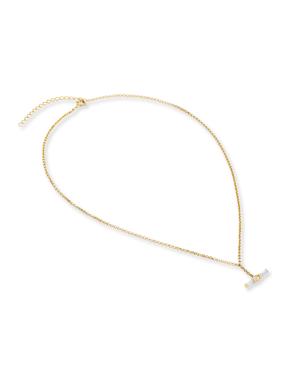 Dyllan White Enamel Small T-Bar Necklace