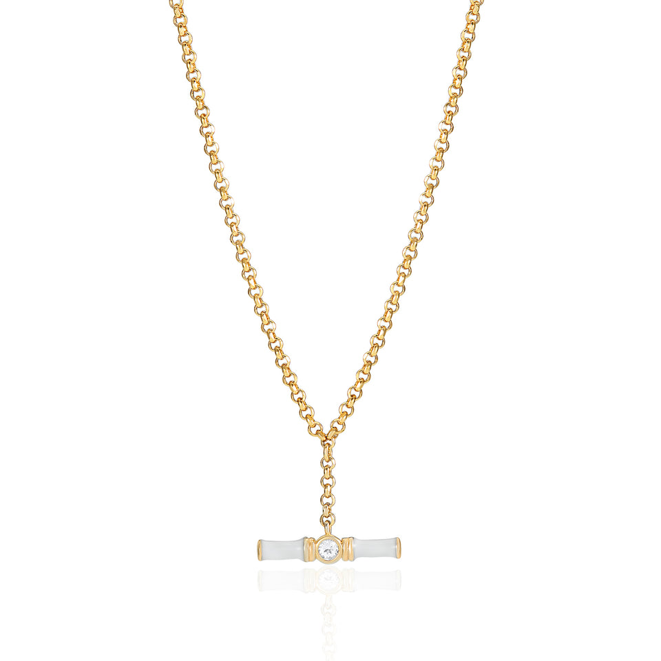 Dyllan White Enamel Small T-Bar Necklace