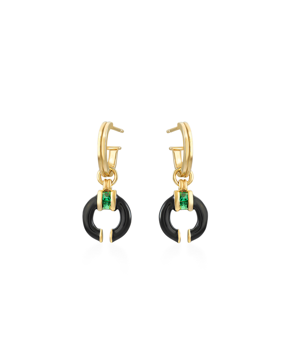Delphine Black Enamel Earrings