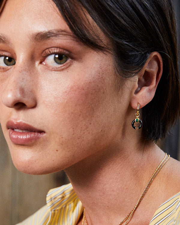 Delphine Black Enamel Earrings