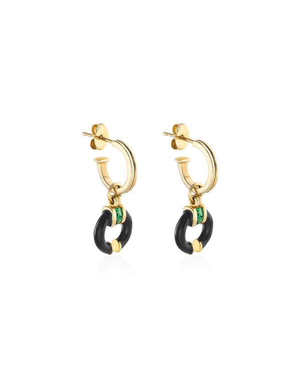 Delphine Black Enamel Earrings