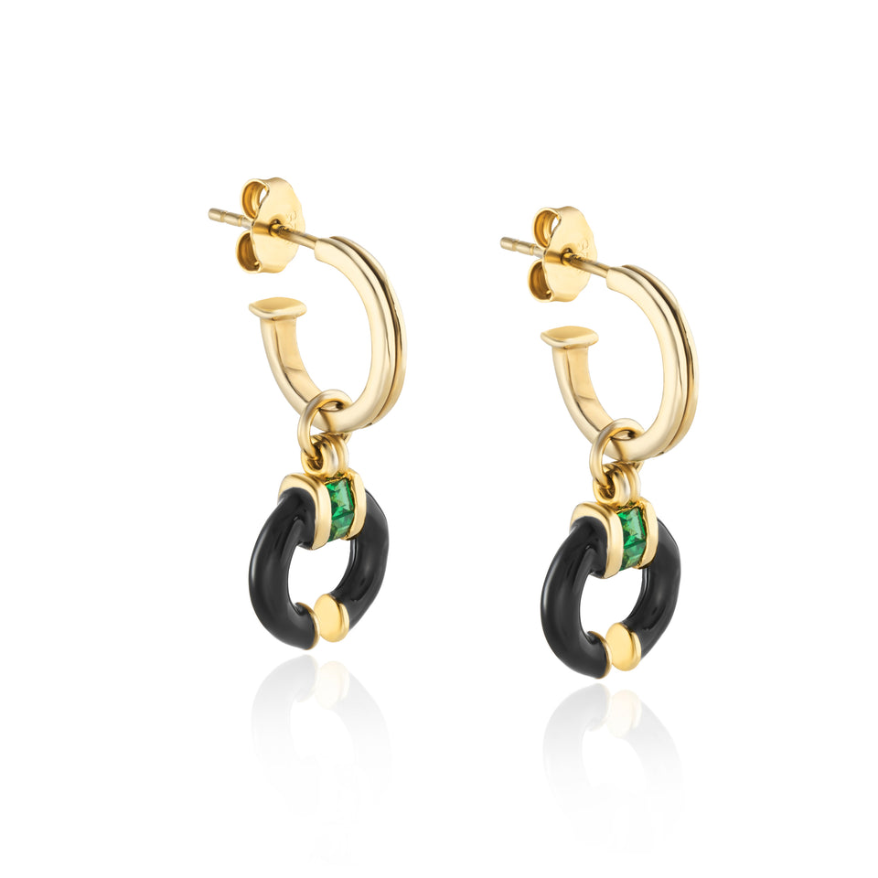 Delphine Black Enamel Earrings
