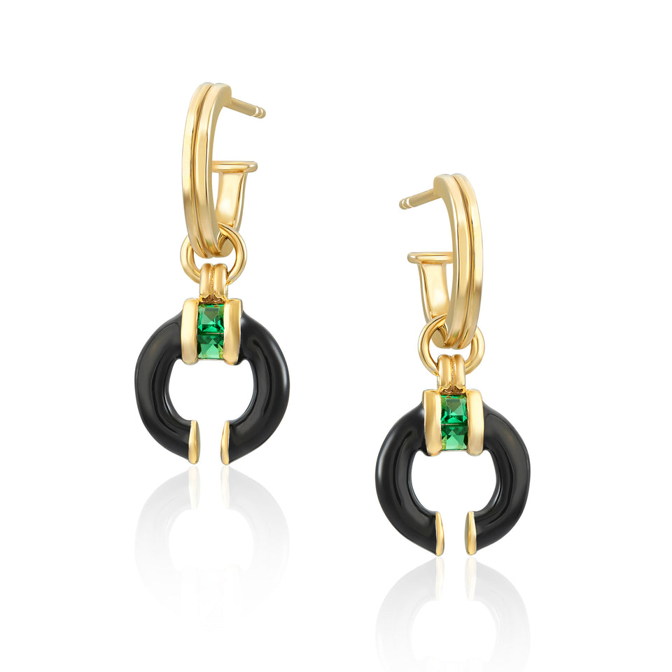 Delphine Black Enamel Earrings