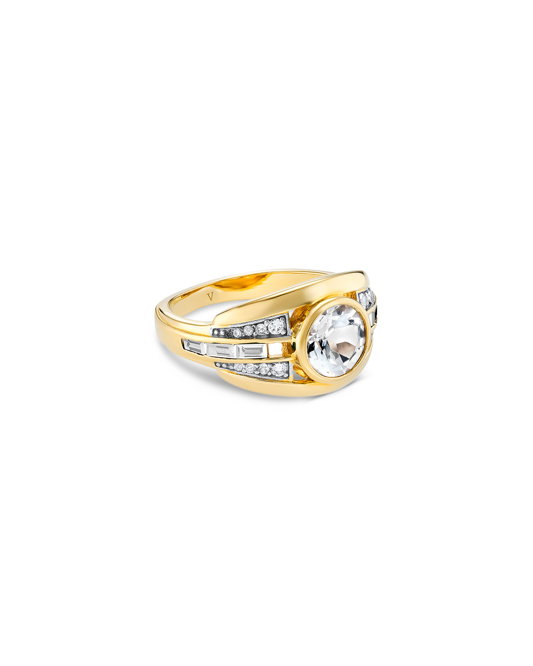 Olive Gold Ring with White Topaz | AW23 | V by Laura Vann
