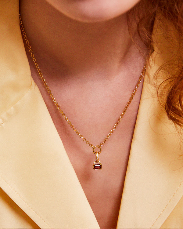 January: Garnet Charm on Carrier Chain