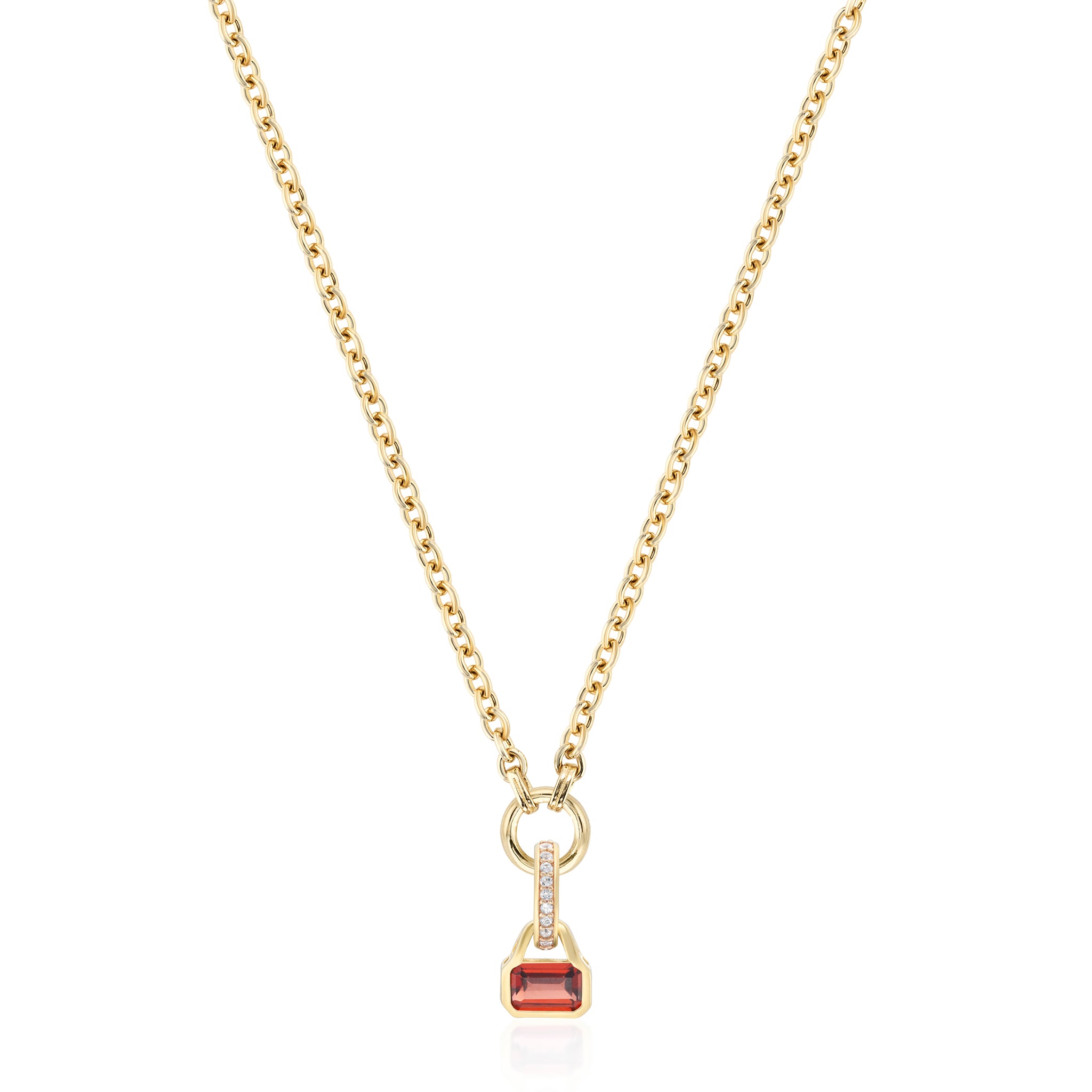 January: Garnet Charm on Carrier Chain