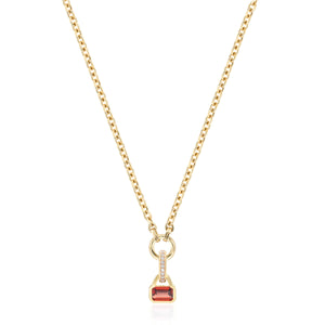 January: Garnet Charm on Carrier Chain
