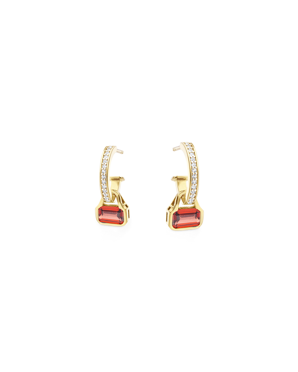 January: Garnet Charms on White Topaz Hoops