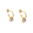 February: Amethyst Charms on Baguette Cut Hoops