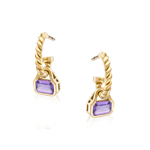 February: Amethyst Charms on Twisted Hoops