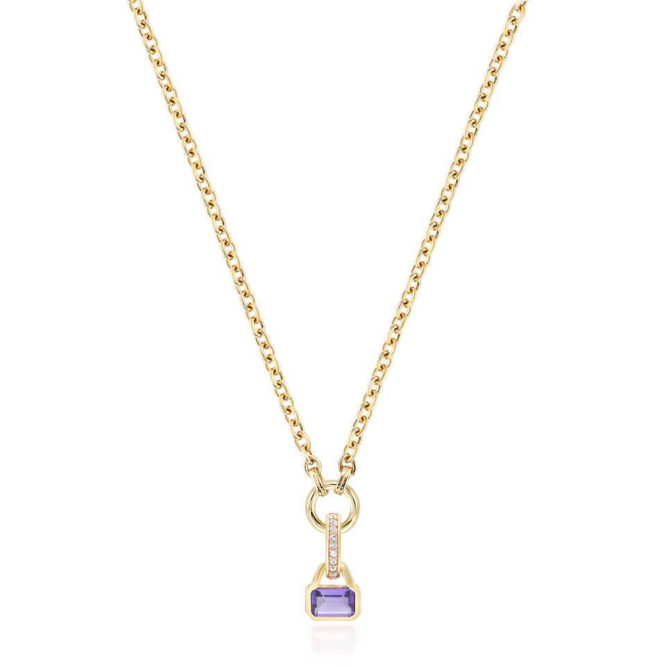 February: Amethyst Charm on Carrier Chain