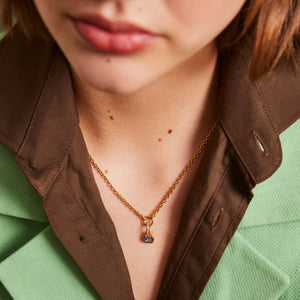 March: Blue Topaz Charm on Carrier Chain