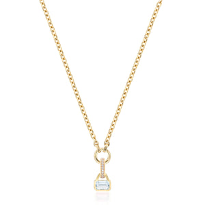 March: Blue Topaz Charm on Carrier Chain