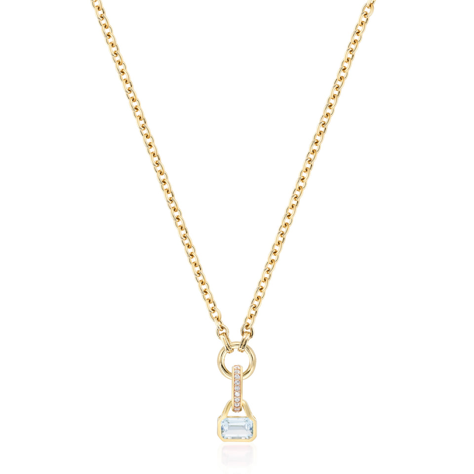 March: Blue Topaz Charm on Carrier Chain