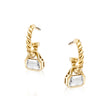 April: White Topaz Charms on Twisted Hoops