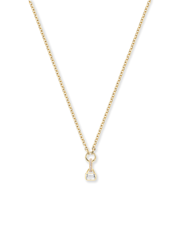 April: White Topaz Charm on Carrier Chain