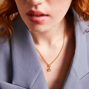 April: White Topaz Charm on Carrier Chain