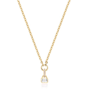 April: White Topaz Charm on Carrier Chain
