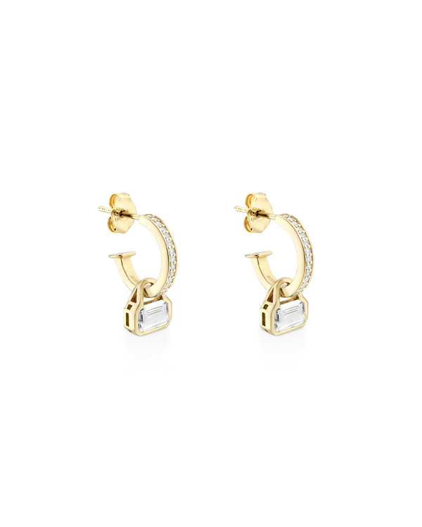 March: Blue Topaz Charms on White Topaz Hoops