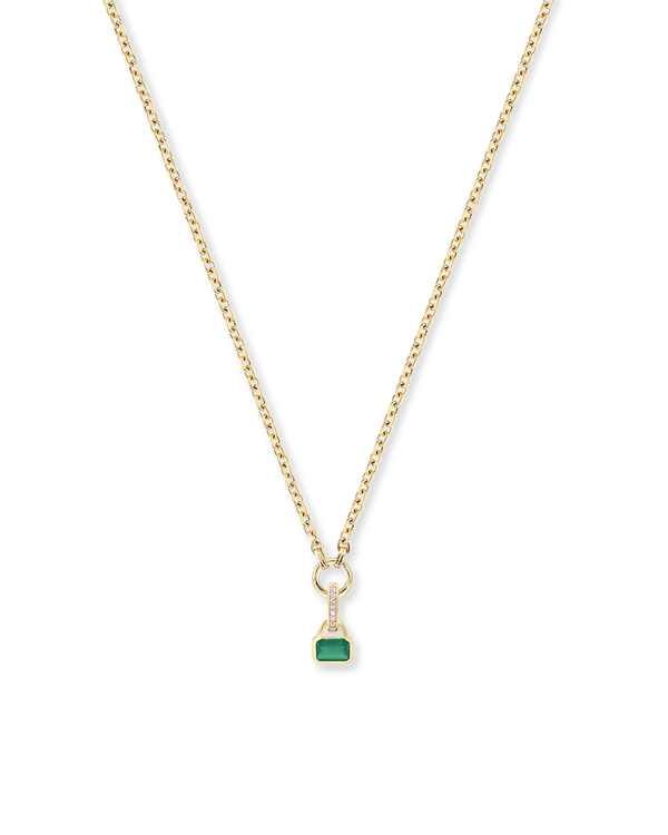 May: Green Agate Charm on Carrier Chain
