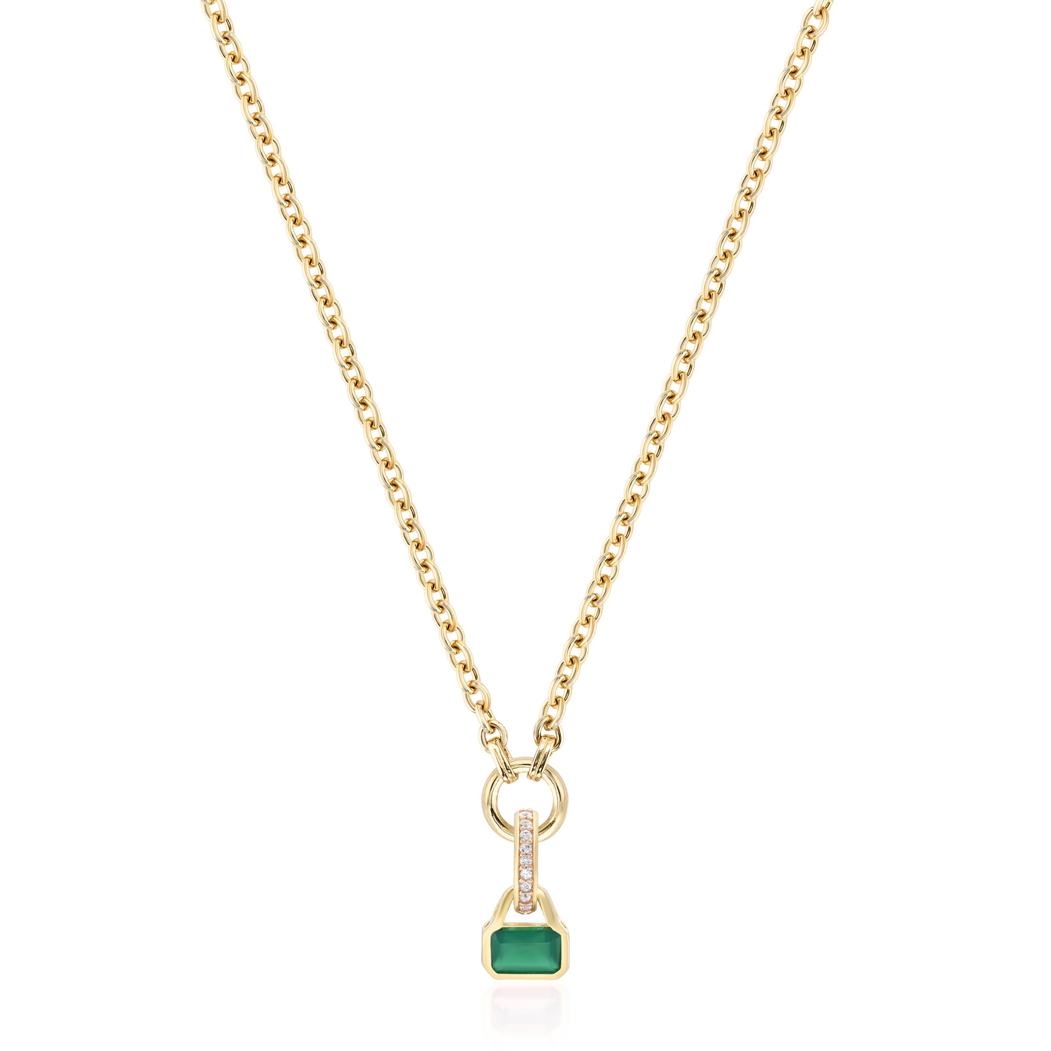 May: Green Agate Charm on Carrier Chain