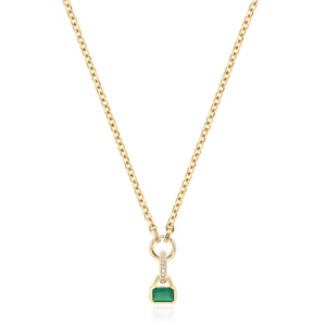 May: Green Agate Charm on Carrier Chain