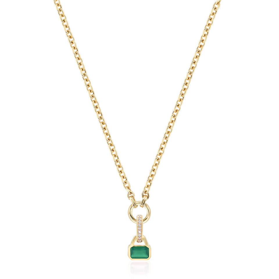 May: Green Agate Charm on Carrier Chain