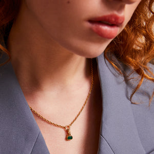 May: Green Agate Charm on Carrier Chain