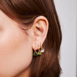 May: Green Agate Charms on White Topaz Hoops