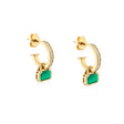 May: Green Agate Charms on White Topaz Hoops