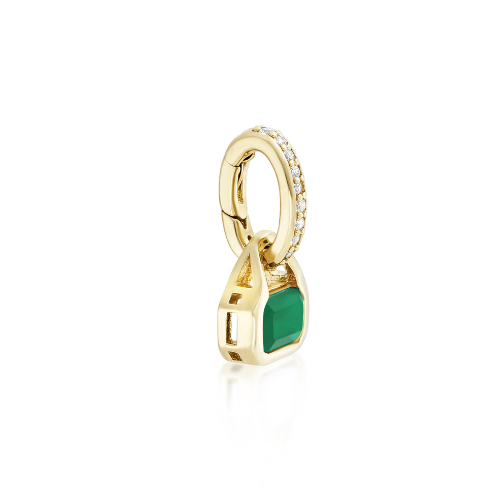 May: Green Agate Charm on Carrier Chain
