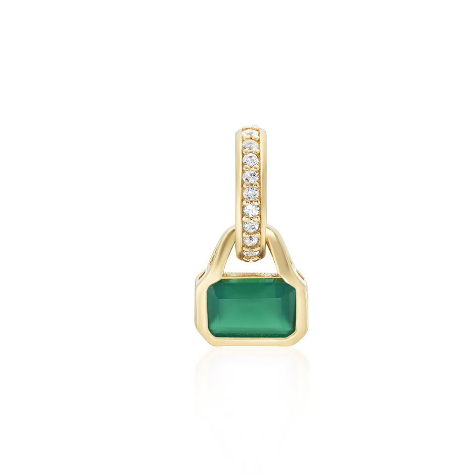 May: Green Agate Charm on Carrier Chain