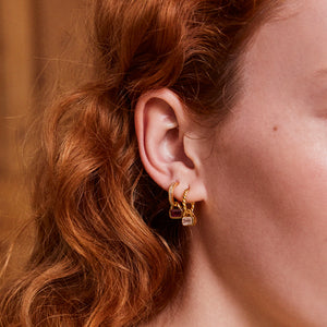 June: Moonstone Charms on Twisted Hoops