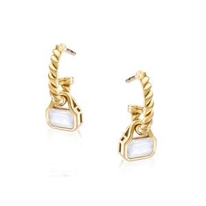 June: Moonstone Charms on Twisted Hoops