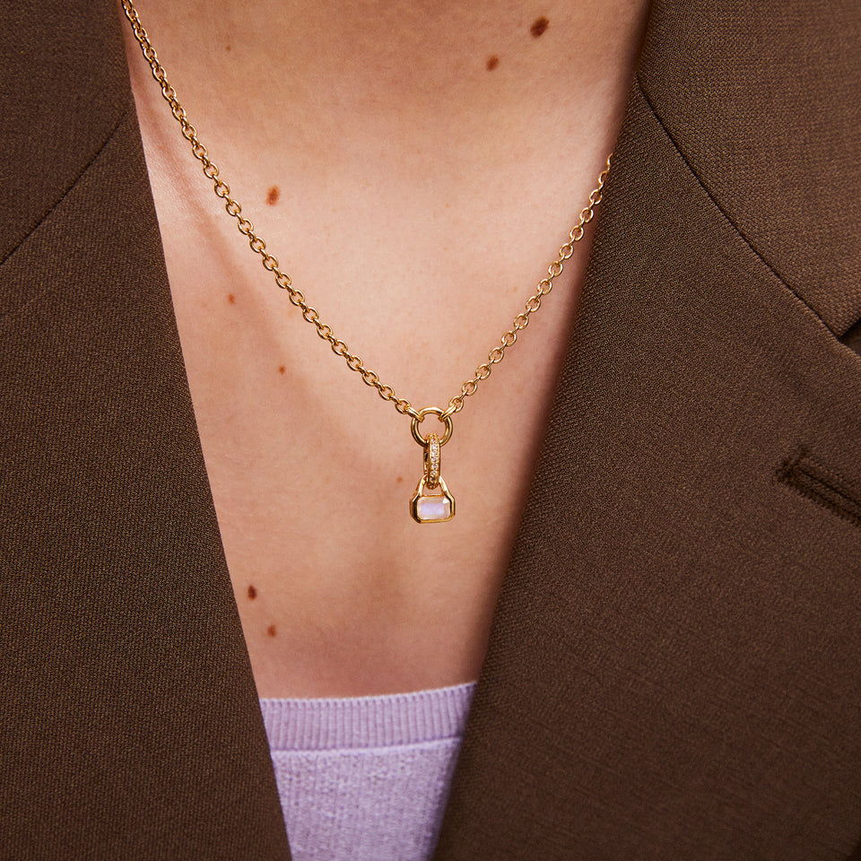 June: Moonstone Charm on Carrier Chain