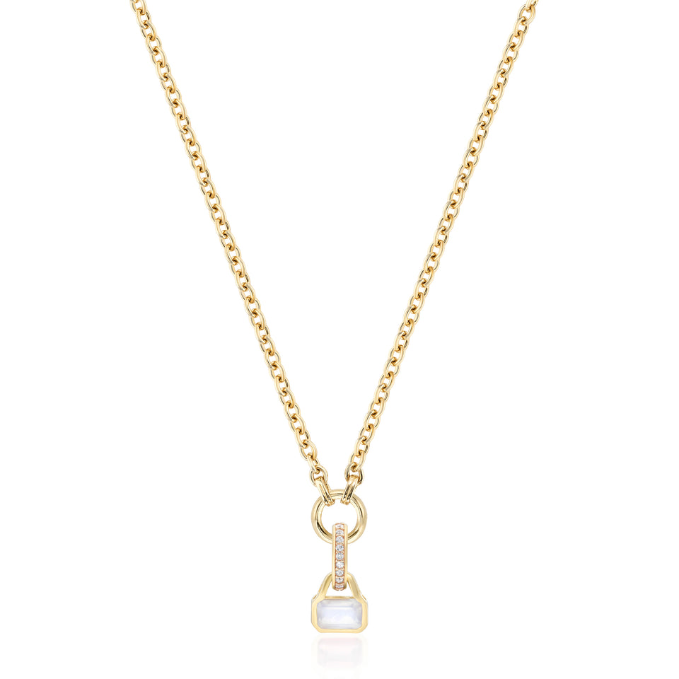 June: Moonstone Charm on Carrier Chain