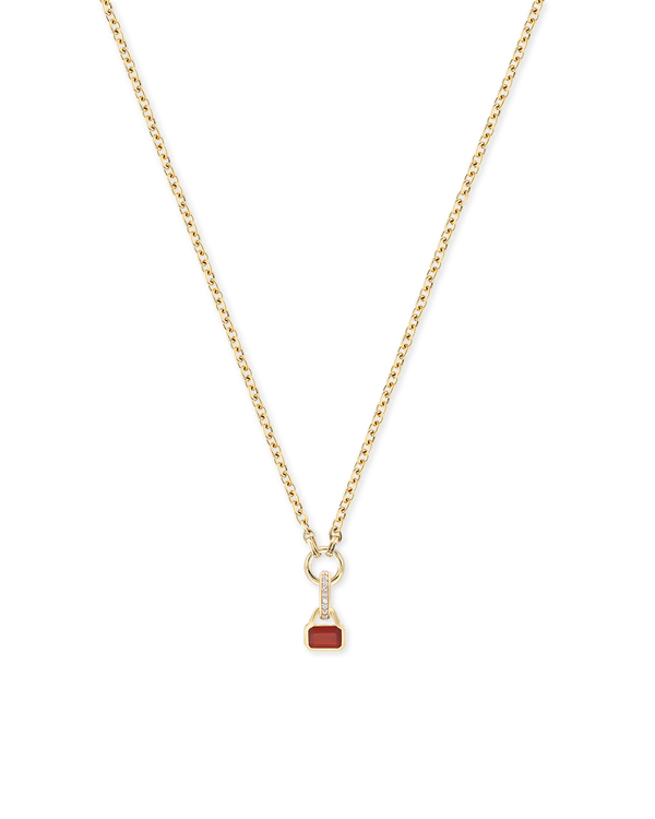 July: Red Agate Charm on Carrier Chain