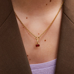 July: Red Agate Charm on Carrier Chain