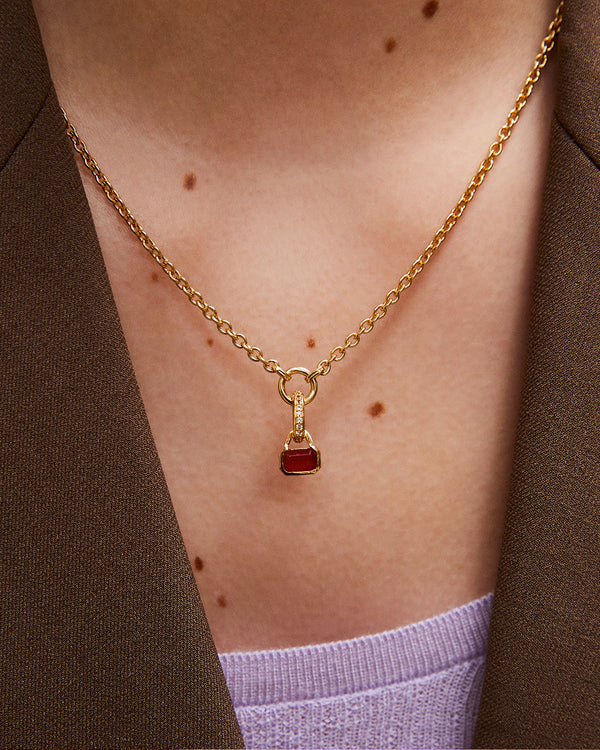 July: Red Agate Charm on Carrier Chain