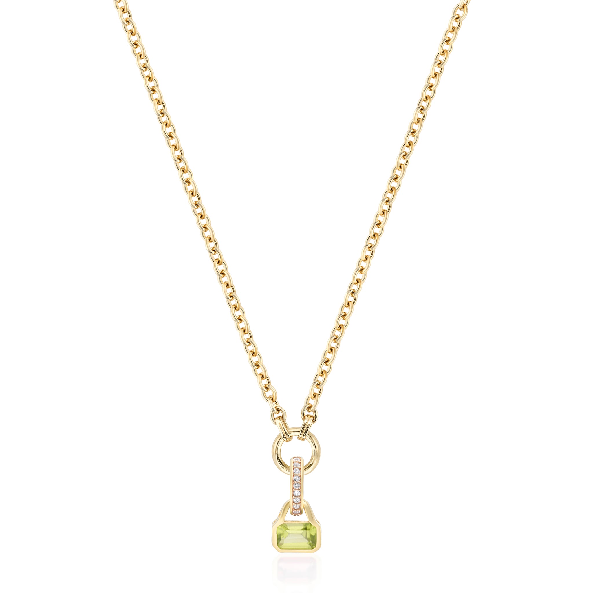 August: Peridot Charm on Carrier Chain