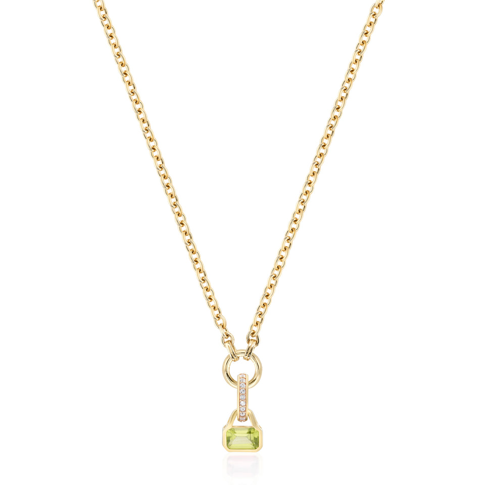 August: Peridot Charm on Carrier Chain