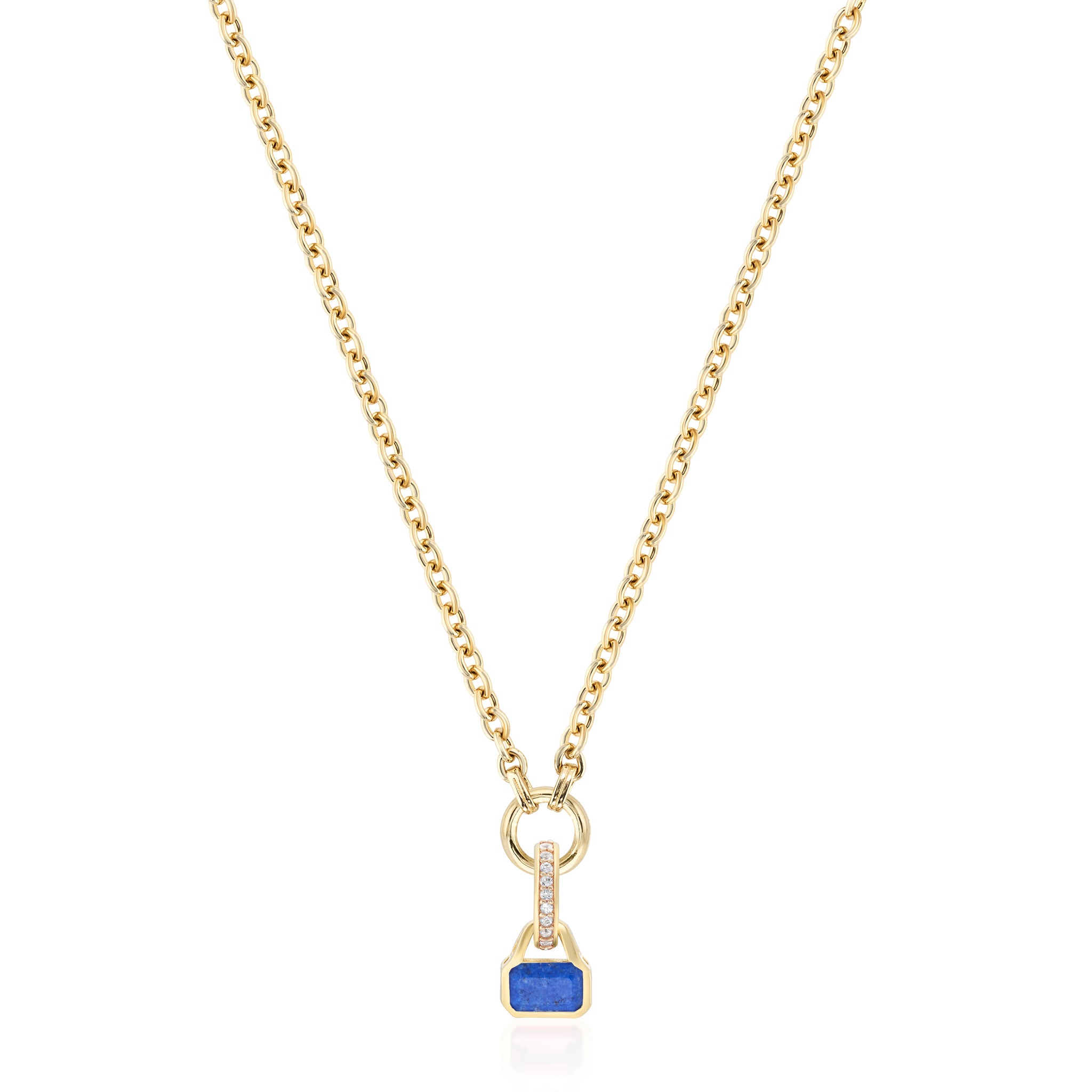 September: Blue Lapis Charm on Carrier Chain