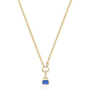 September: Blue Lapis Charm on Carrier Chain