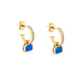 September: Blue Lapis Charms on White Topaz Hoops