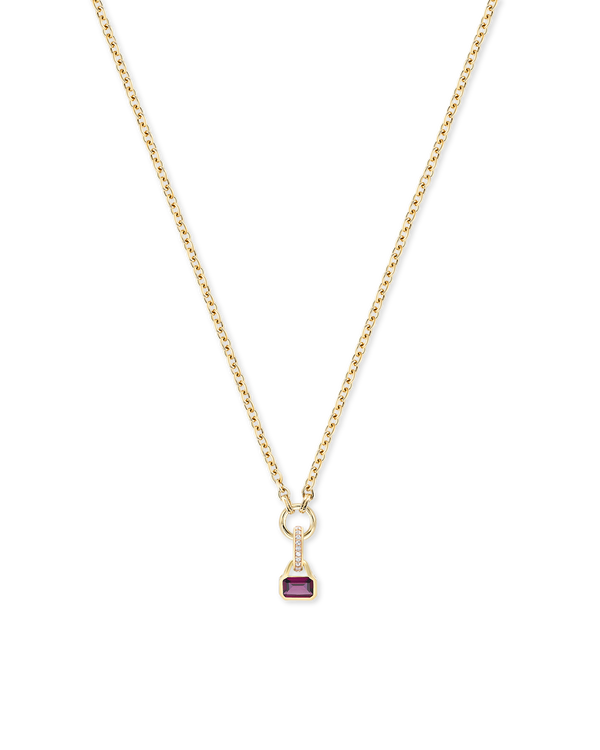 October: Rhodolite Charm on Carrier Chain