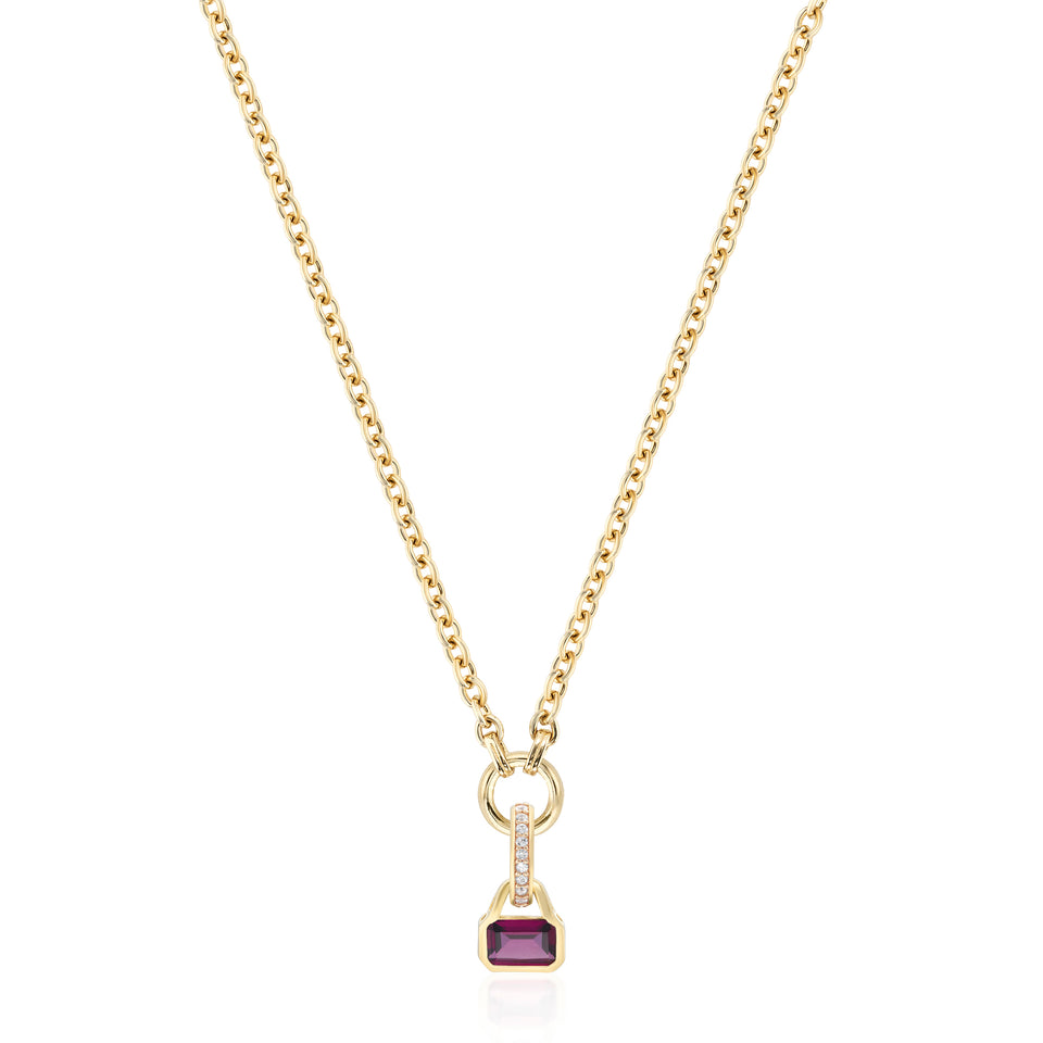 October: Rhodolite Charm on Carrier Chain