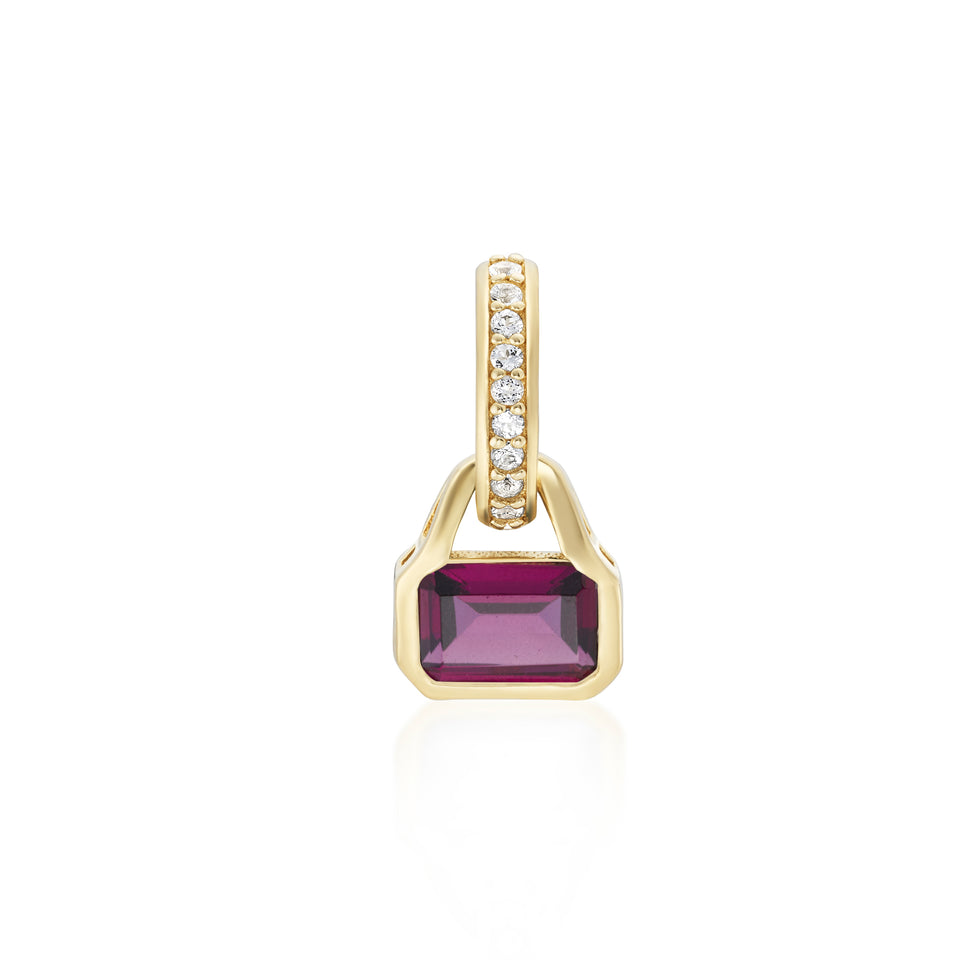October: Rhodolite Charm on Carrier Chain