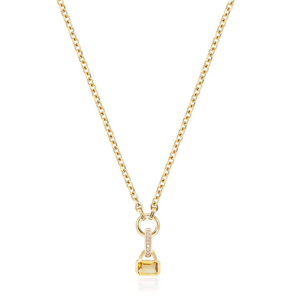 November: Citrine Charm on Carrier Chain