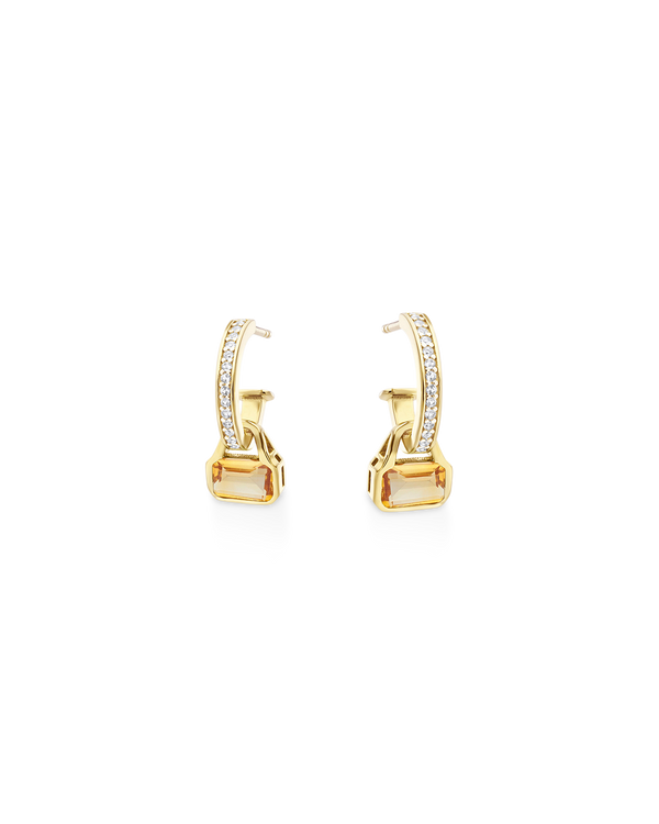 November: Citrine Charms on White Topaz Hoops