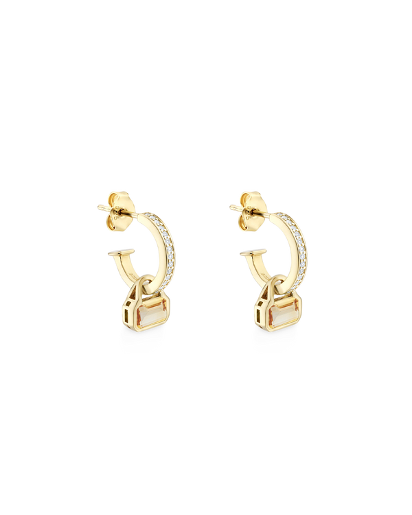 November: Citrine Charms on White Topaz Hoops